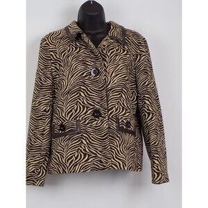 JM Collection Women Long Sleeve Stretch Brown Safari 3 Button Jacket Petite L